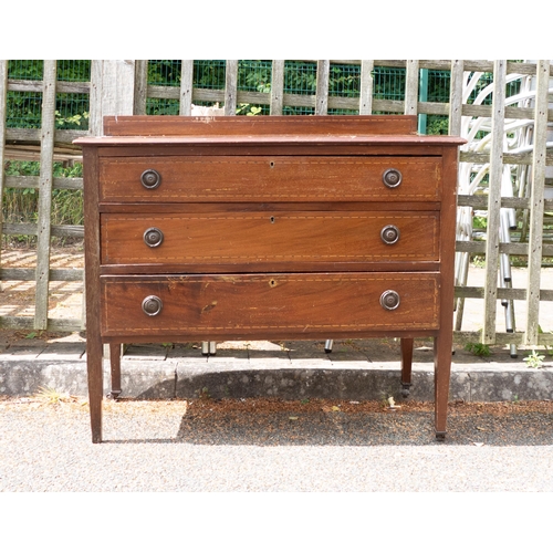 634 - Destressed Inlaid Edwardian Dressing Table, length 96cm