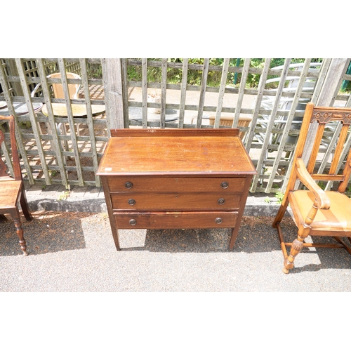 634 - Destressed Inlaid Edwardian Dressing Table, length 96cm