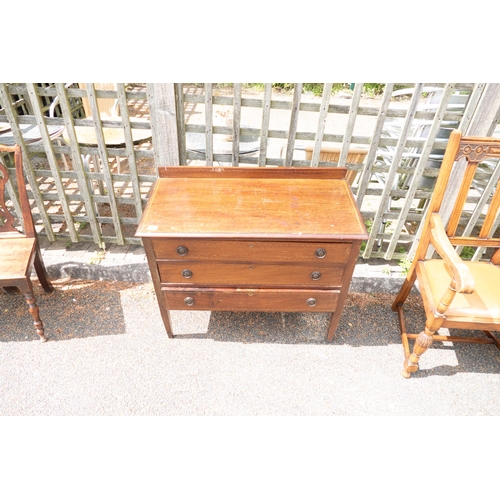 634 - Destressed Inlaid Edwardian Dressing Table, length 96cm