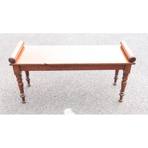 636 - 19th Century Scroll End Window Seat . length 107cm, depth 35cm & height 53cm