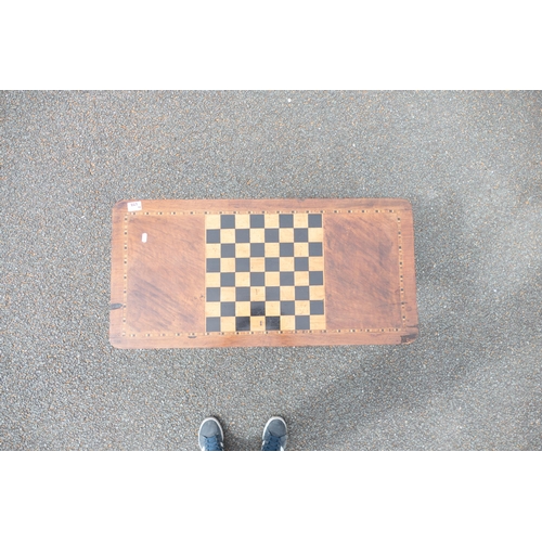 638 - 19th Century Inlaid Games Table on Bobbin Turned Legs, length 86cm, depth 42cm & height 67cm