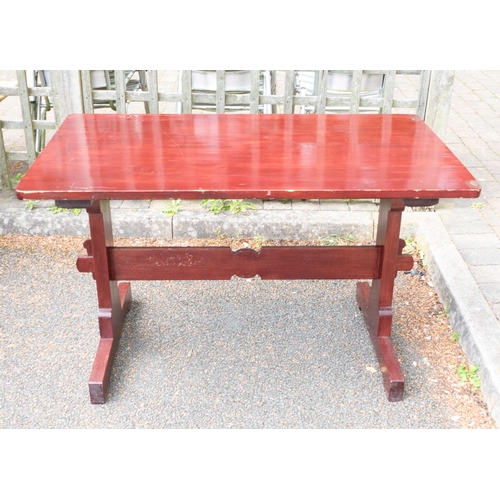 643 - Modern Pine Topped Refectory Table , length 121cm x depth 66cm & height 74cm