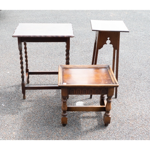 653 - A collection of antique furniture to include Pie Crust Topped Table, small plant stand and priory st... 