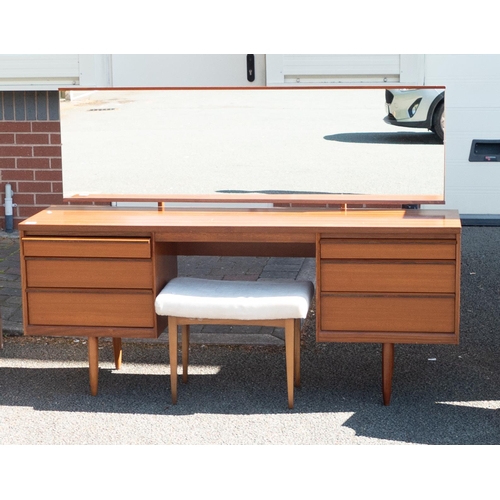 656 - Mid Century Teak Austinsuite Dressing Table & Stool , length 170cm, depth 43cm & height 119cm