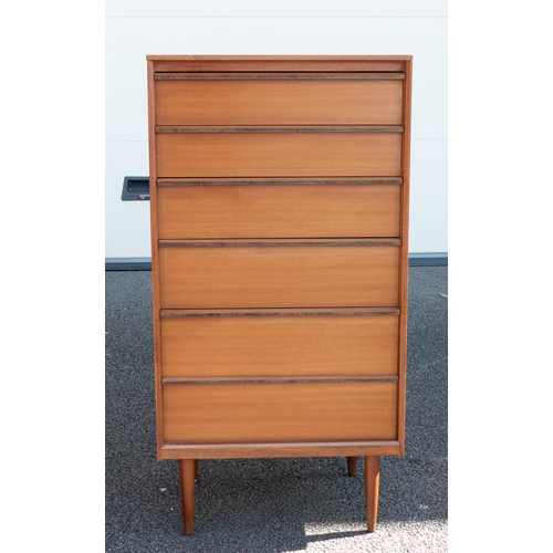 657 - Mid Century Teak Austinsuite Chest of Six Drawers, height 124cm, depth 42cm & length 64cm