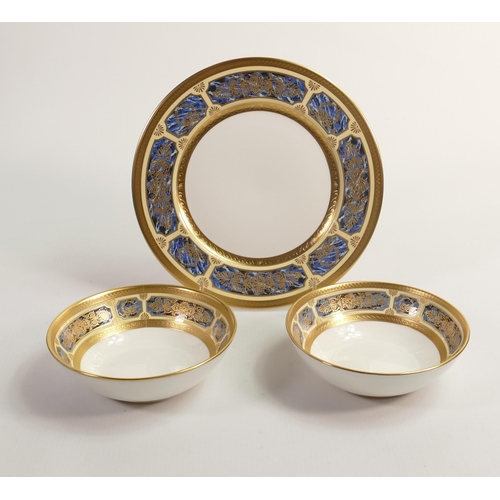 28 - De Lamerie Fine Bone China Blue on Ivory  Patterned Bowls & Dessert Plate , specially made high end ... 