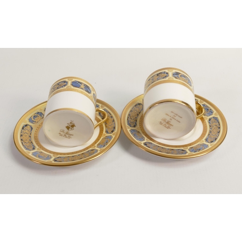 29 - De Lamerie Fine Bone China Blue on Ivory  Patterned Coffee Cans & Saucers, specially made high end q... 