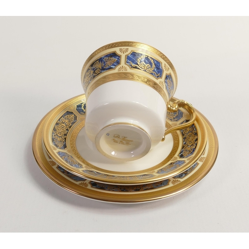 30 - De Lamerie Fine Bone China Blue on Ivory  Patterned Trio , specially made high end quality item