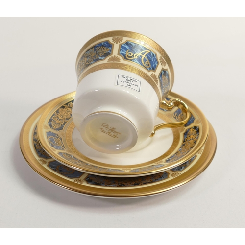 32 - De Lamerie Fine Bone China Blue on Ivory  Patterned Trio , specially made high end quality item