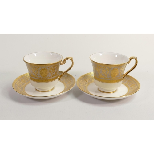 37 - De Lamerie Fine Bone China Olympus Patterned Cups & Saucers, specially made high end quality item(2)