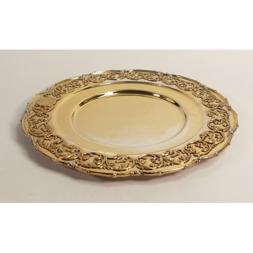 43 - De Lamerie Fine silver plate and part gilt layplate /tray , specially made high end quality item, ne... 