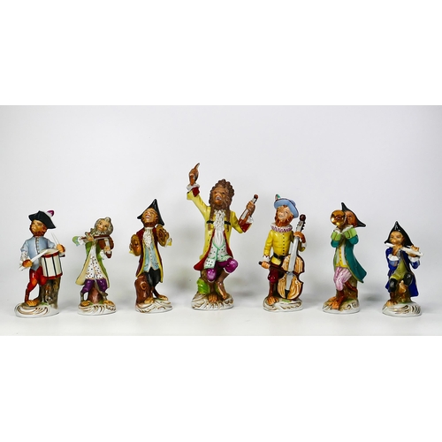 192 - Set of Seven Dresden Monkey Band Figures