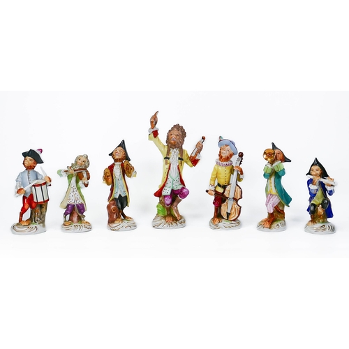 192 - Set of Seven Dresden Monkey Band Figures