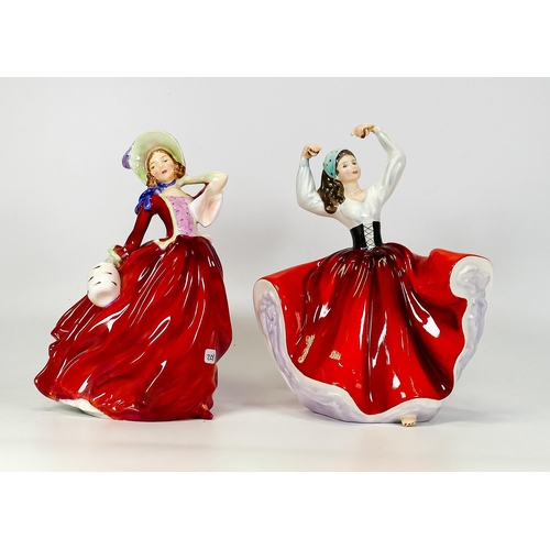 208 - Royal Doulton Lady Figures Karen Hn2388 & Autumn Breezes Hn1934(2)