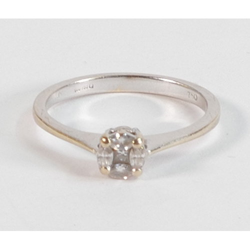 783 - 18ct white gold diamond ring, size M, 2.2g.