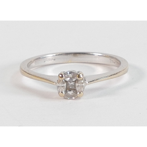 783 - 18ct white gold diamond ring, size M, 2.2g.