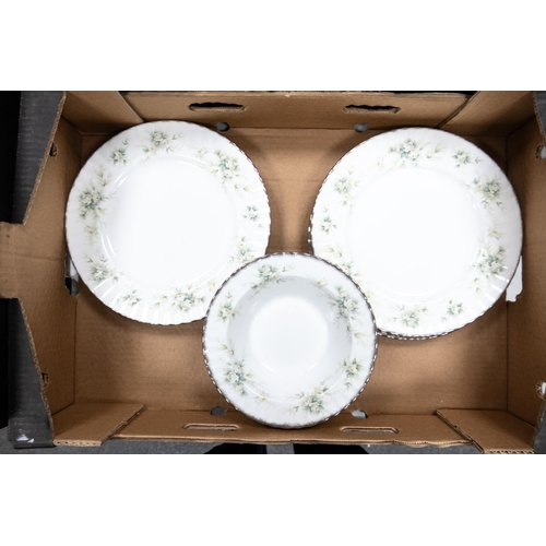 10 - Royal Albert First Love Patterned Dinner Plates & rimmed Bowls(12 pieces)