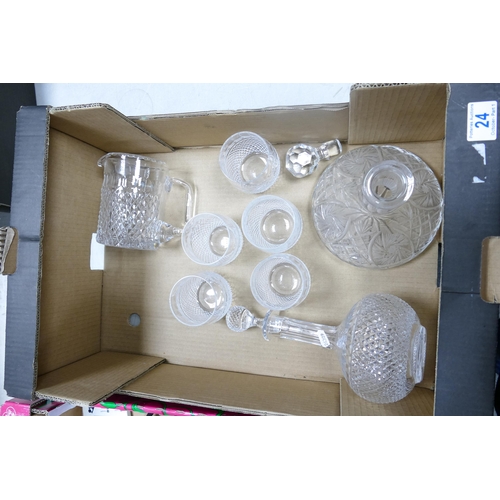 24 - A collection of Quality Lead Crystal including Waterford whisky glasses, water jug , decanter & simi... 