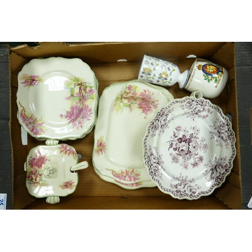 25 - A mixed collection of items to include Meakins Lilac Time Dinner Ware, Minton Haddon Haddon hall pat... 