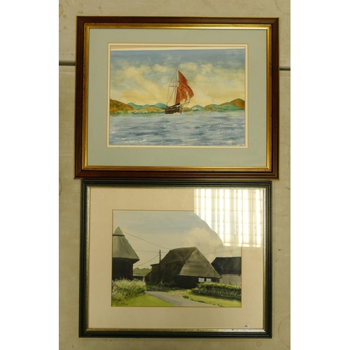 46 - Two Framed Watercolours of The Norfolk Broads, largest 41.5 x 51cm