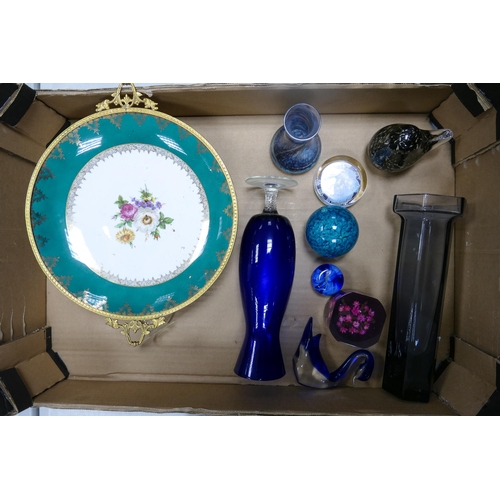 47 - A mixed collection of items to include Mid Century Glass ware & brass mounted Western Germany Floral... 