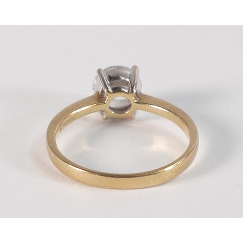 788 - 9ct gold ring set with solitaire white stone, size L,2.2g.