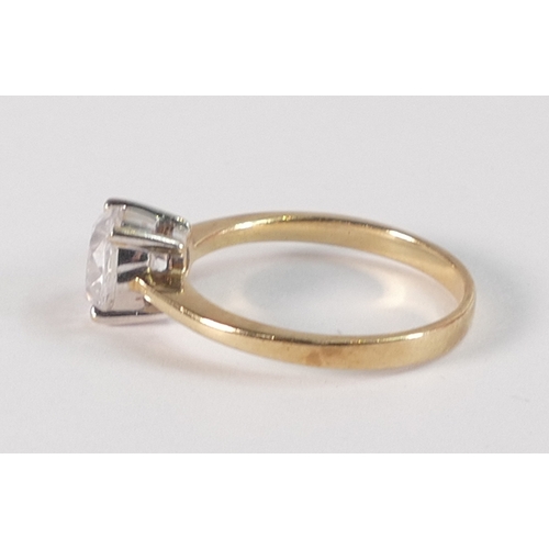 788 - 9ct gold ring set with solitaire white stone, size L,2.2g.