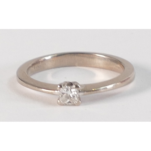 792 - 18ct white gold square cut solitaire diamond ring,size I,2.9g.