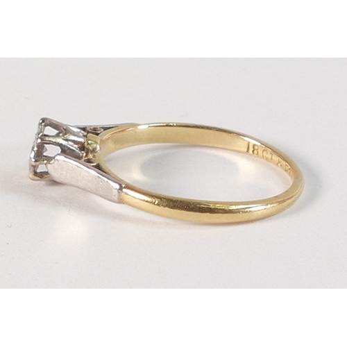 793 - 18ct gold solitaire diamond ring,size I,1.7g.