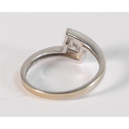 794 - 9ct white gold square cut solitaire ring,size L,2.2g.