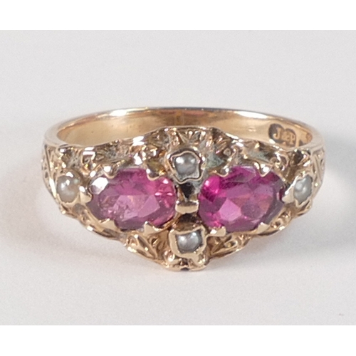 795 - 9ct gold ring set with pink & white stones ,size L,2.5g.