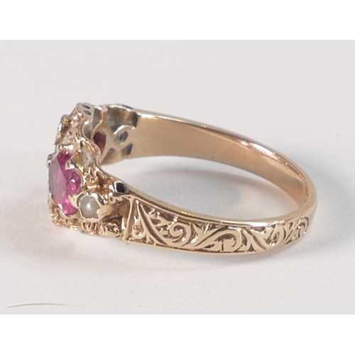 795 - 9ct gold ring set with pink & white stones ,size L,2.5g.