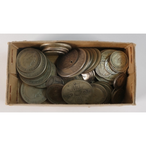 803 - A collection of pre-1947 silver coins including florins, sixpences etc, 357g.