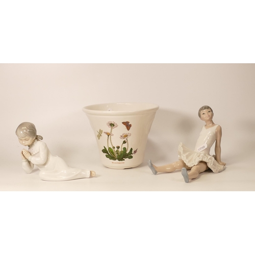 425 - Two Damaged Nao Child Figure & Portmeirion Botanic Garden patterned Bowl(3)