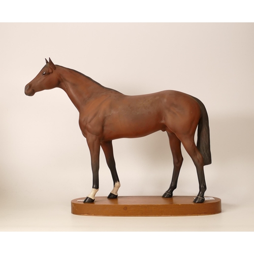 429 - Beswick Large Matt Racehorse on Wooden Plinth 701