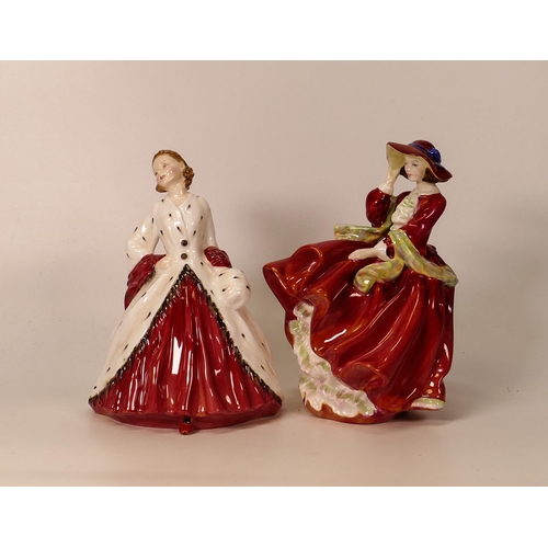 422 - Royal Doulton lady figures Top o the Hill HN1834 together with Ermine Coat HN1981 (2)