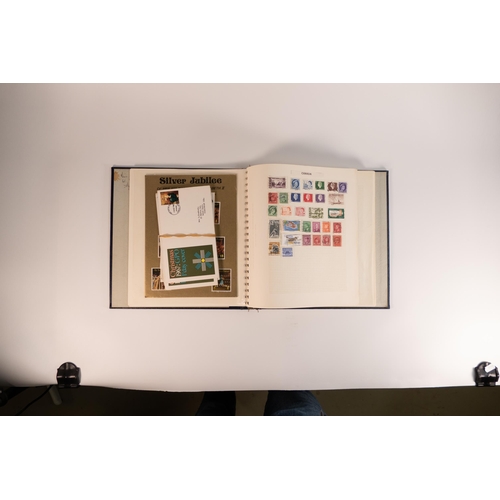 225 - A leather bound album containing various stamps of the world, c1920s onwards, including first day co... 