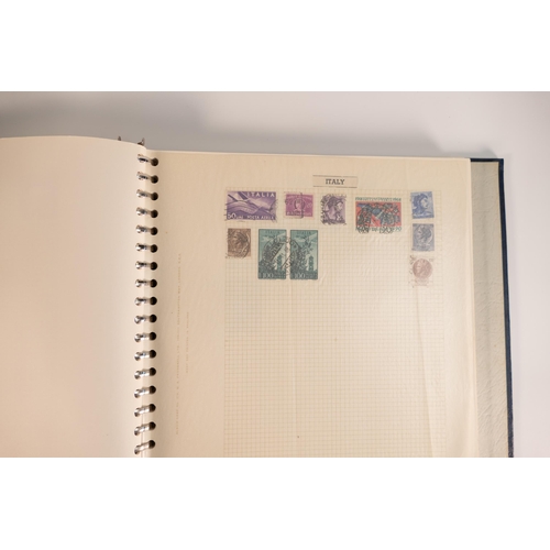 225 - A leather bound album containing various stamps of the world, c1920s onwards, including first day co... 