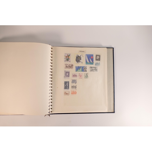 225 - A leather bound album containing various stamps of the world, c1920s onwards, including first day co... 