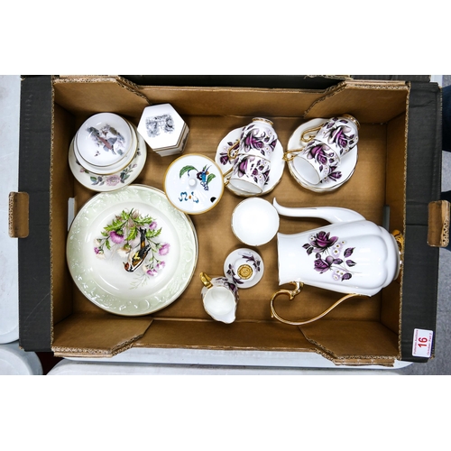 16 - A mixed collection of items to include Royal Imperial Everlasting rose coffee set, Royal Worcester l... 