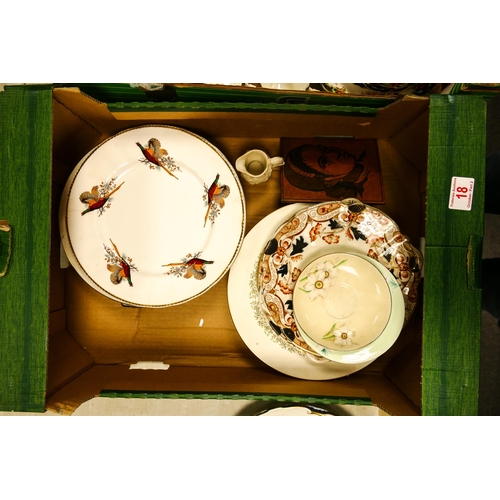 18 - A mixed collection of items to include 19th Century Imari decorated sandwich plates, Minton April pa... 