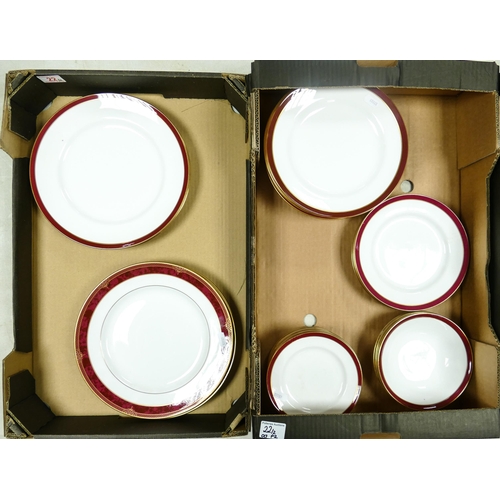 22 - A collection of Spode dinner ware to include 4 Bordeaux dinner plates. Consul crimson dinner plates ... 