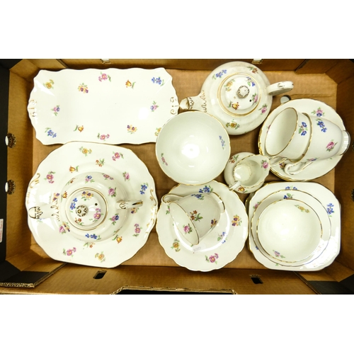 24 - New Chelsea Staffs china tea ware to include cake plate, sandwich tray, 2 x small teapots, 3 cups, 5... 