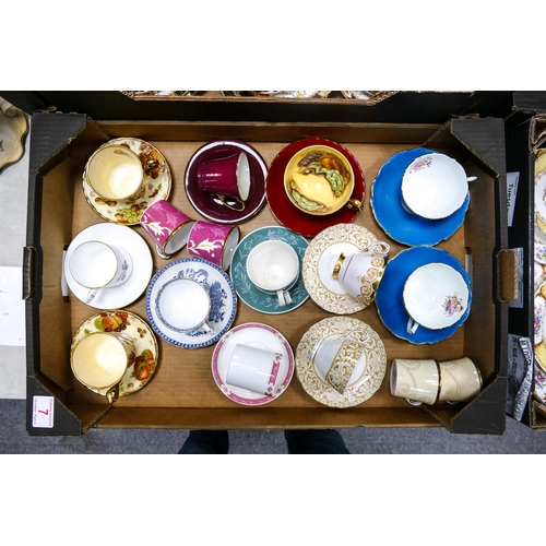 7 - A collection of coffee cans / cups and saucers to include Wedgwood, Crown Devon, Hammersley,  Aynsle... 