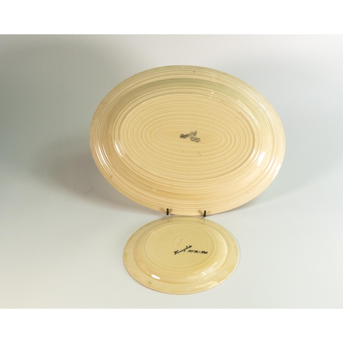 55 - Clarice Cliff Sundew Oval Plate & similar side plate, largest length 30.5cm(2)