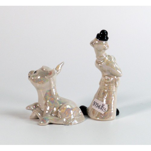 152 - Wade Clown & Donkey with pearl type glaze, hand written script noted to the donkey, height 10.5cm.  ... 