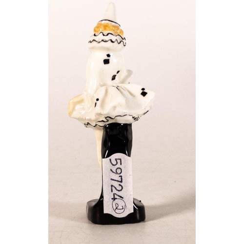 232 - Royal Doulton rare early miniature figure Pierrette in black & white colourway, h.9cm.