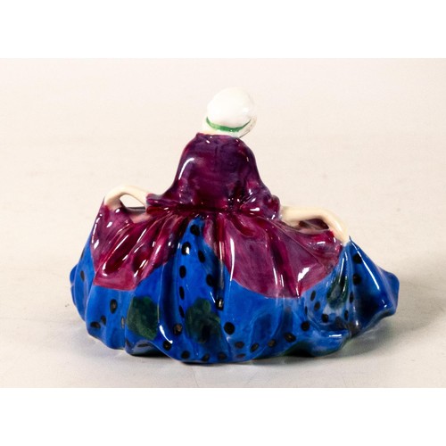 237 - Royal Doulton early miniature figure Polly Peachum M11 in purple, green & blue colourway, impressed ... 