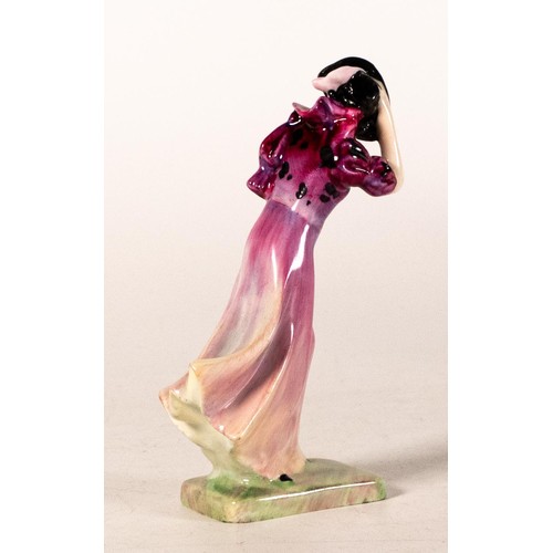 257 - Royal Doulton early miniature figure Windflower, in purple & pink colourway, h.10cm.