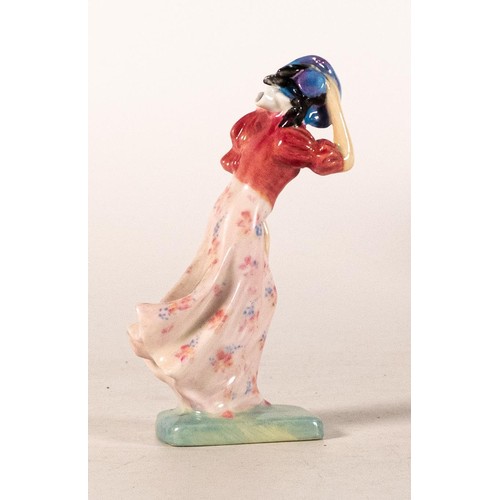 258 - Royal Doulton early miniature figure Windflower M78, in pink floral colourway, h.10cm.